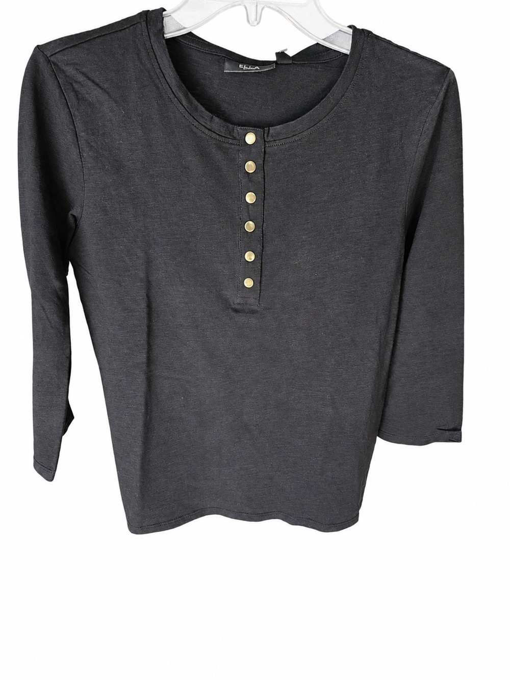 Ella Rafaella Cotton 3/4 Sleeve Henley Top Size Medium